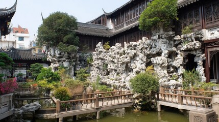 Neo - Chinese Style Courtyard Landscape with Bamboo Shadows
