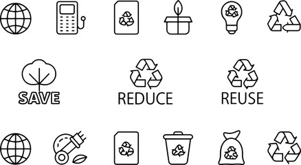 set of recycling related line icons  eco  save  re.eps