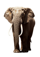 Obraz premium Isolated Portrait of Gray African Elephant Wildlife Standing Transparent