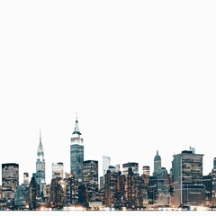 Naklejka premium A skyline silhouette featuring iconic skyscrapers on white background