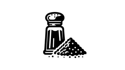 SALT BOTTLE, SALT, LEAVES, SOUP BOWL, GRAINS BOWL, SPICE BOWL, LOGO, VECTOR, ICON, SIMPLE BOWL DESIGN, SALT JAR, SPICES, PEPPER