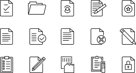 big set of document related line icons  editable s.eps