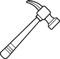 Hammer outline vector illustration line art	