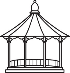 Gazebo outline vector illustration line art
