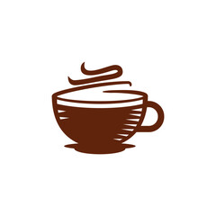 Hot chocolate coffee drink in a mug with steam, perfect for cafe breakfast or restaurant beverage