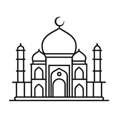Line Art Drawing of Taj Mahal vector icon