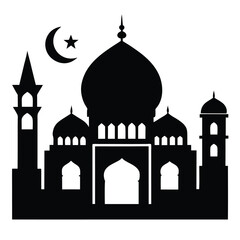  Taj Mahal Silhouette with Crescent Moon and Star