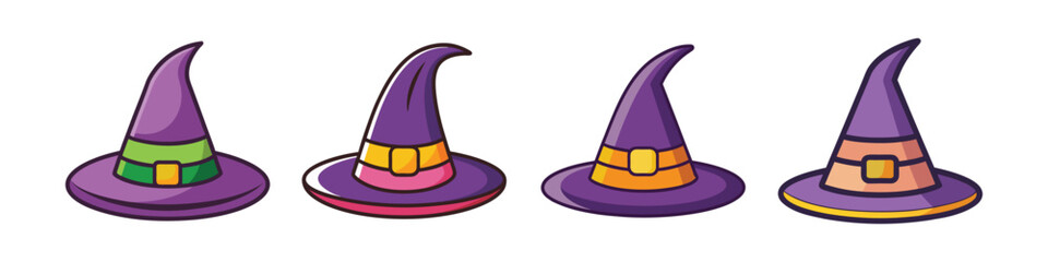 Witch Hat Flat Illustration – Simple Halloween Vector in Flat Style