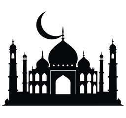 Black Silhouette of Taj Mahal vector icon