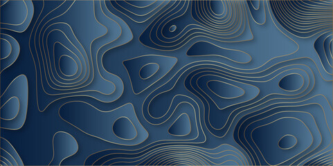 paper cut 3d render topography abstract, beautiful blue Background. geometric map relief texture with curved layers and shadow. Realistic papercut decoration textured with wavy vector design.