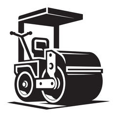 Road Roller Silhouette Vector Graphic Black and White Image