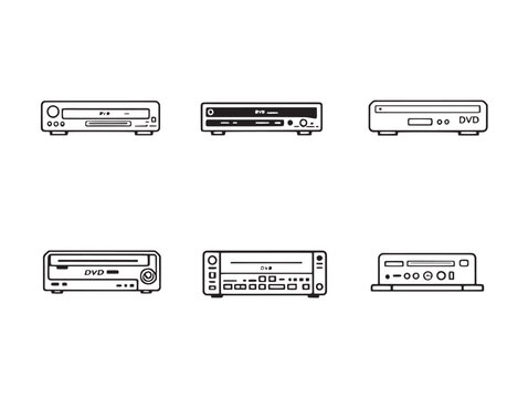dvd player vector style flat line drawing artwork