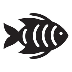 Black and white silhouette vector graphic of a fish