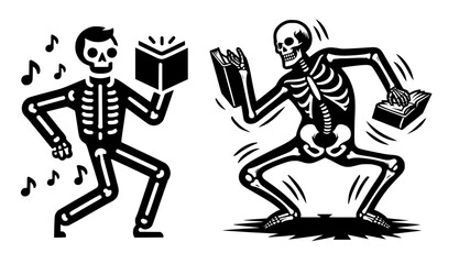 Man Skeleton Book Dance Silhouette Icon