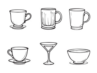 elegant cup line art for cafe and restaurant logos