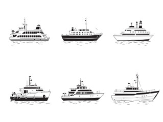 Fototapeta premium ferry line art clean simple cruise ship design