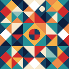 Geometric pattern vector background with Scandinavian abstract color or Swiss geometry prints of rectangles, squares and circles shape design