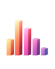 Colorful 3d bar graph on black background illustrating data and business statistics