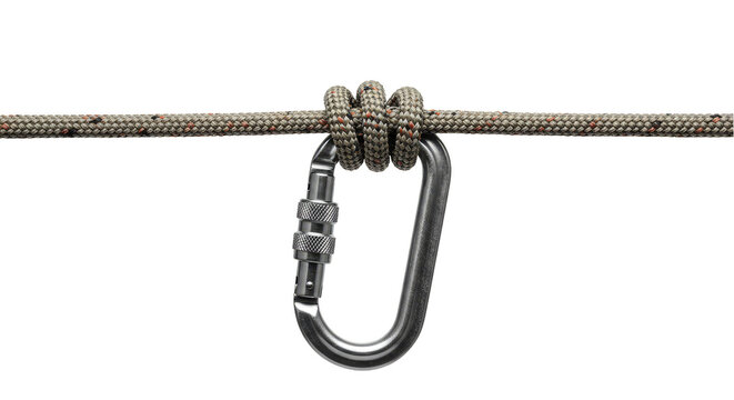 Isolated Safety Climbing Carabiner Knot Rope Equipment Transparent PNG