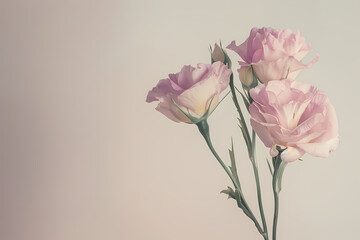 Eustoma on a pink background, embodying natural beauty and tenderness, for various projects in the field of natural design