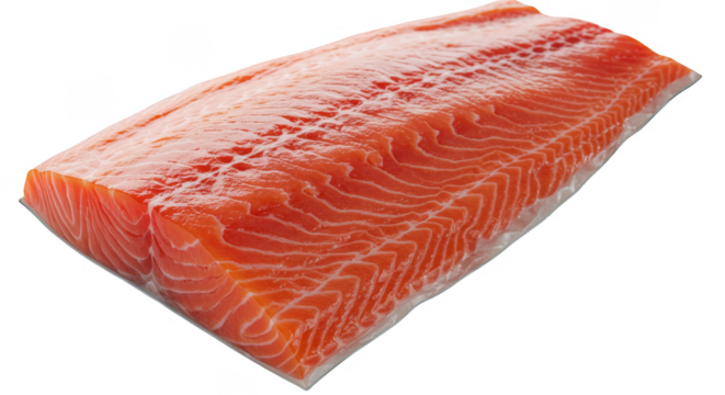 Isolated Salmon Fillet on Transparent Background Food Photo