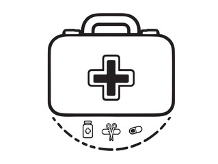 first aid kit line art simple clean vector design illustration