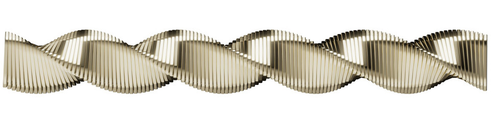 Intersecting Metallic Ribbons in Abstract Waveform – Gold 3D Render on Transparent Background