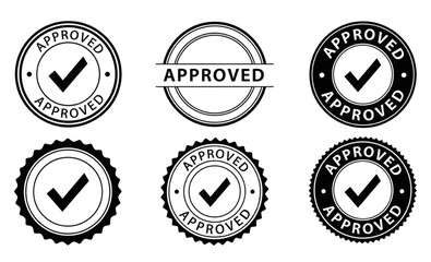 Obraz premium Approved Stamp Icon Set | Vector Seals with Check Marks for Certification, Quality Assurance, and Official Document Approval