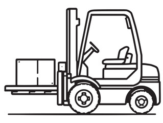 Forklift line art drawing vector for industrial use