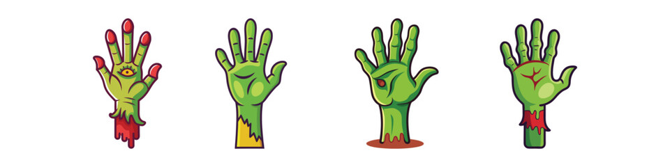 Obraz premium Zombie Hand Flat Illustration – Simple Spooky Vector in Flat Style