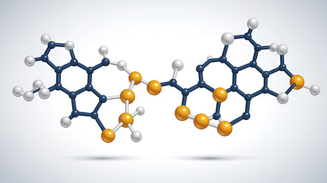 Illustration of molecular structure of biotin vitamin B7. Role in keratin synthesis, hair growth and health. Nutrient support, impact on protein metabolism, supplement utilization, enzyme production.