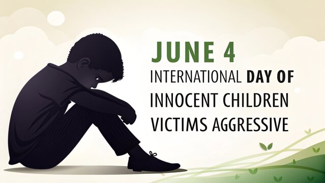 International Day of Innocent Children Victims of Aggression, Sad child illustration symbolizes global aggression against innocent children.