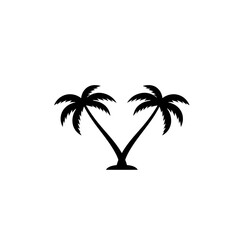 Obraz premium Crossed Palm Trees Silhouette Natural Arch Minimalistic Tropical Scene Island Romance Design