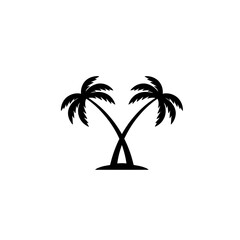 Iconic Crossed Palm Trees Silhouette Minimalist Island Archway Tropical Beach Travel Imagery
