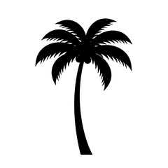 Fototapeta premium Tropical Coconut Palm Silhouette Fruit Laden Fronds Minimalist Paradise Island Scene