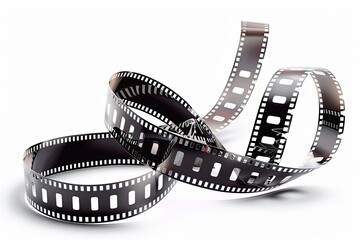 A swirling film strip representing cinema and photography. on white background