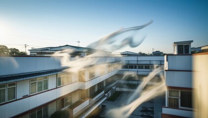 Fototapeta premium Blurred Motion Over Urban Landscape Reflecting an Abstract Illusion of Movement