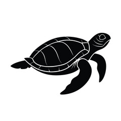 Fototapeta premium Sea Turtle Gliding Vector Silhouette