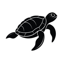 Fototapeta premium Sea Turtle Swimming Vector Silhouette