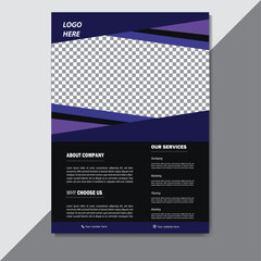 Modern and professional flyer design template color black and indigo.
