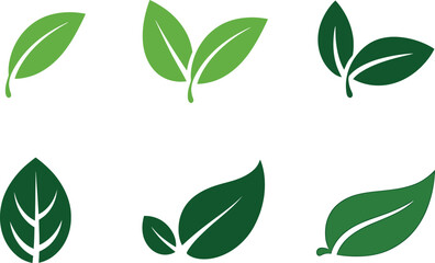Green leaf vector set nature organic eco design art

