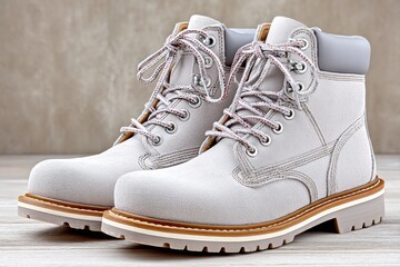 Closed-toe work boots resting on a dusty construction site floor