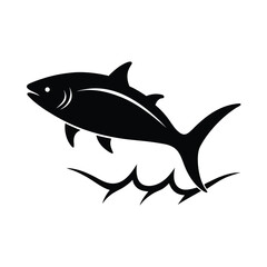 Obraz premium Tuna Leaping Water Vector Silhouette