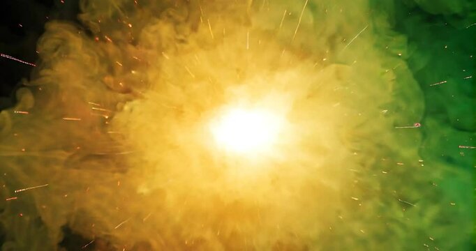 Vibrant Particle Explosion & Swirling Smoke on Greenscreen | Slow Motion VFX Zoom Out