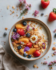 Healthy gourmet granola bowl looks so tasty and delicious