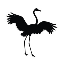 Flapping Flamingo Vector Silhouette