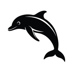 Fototapeta premium Leaping Dolphin Vector Silhouette