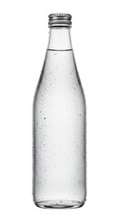 Isolated Transparent Glass Bottle Filled With Sparkling Water Abstract Background