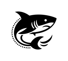 Shark silhouette on plain white background