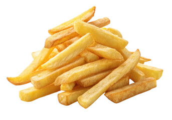Pile of Crispy Golden French Fries on Transparent Background Ready for Serving or Snacking